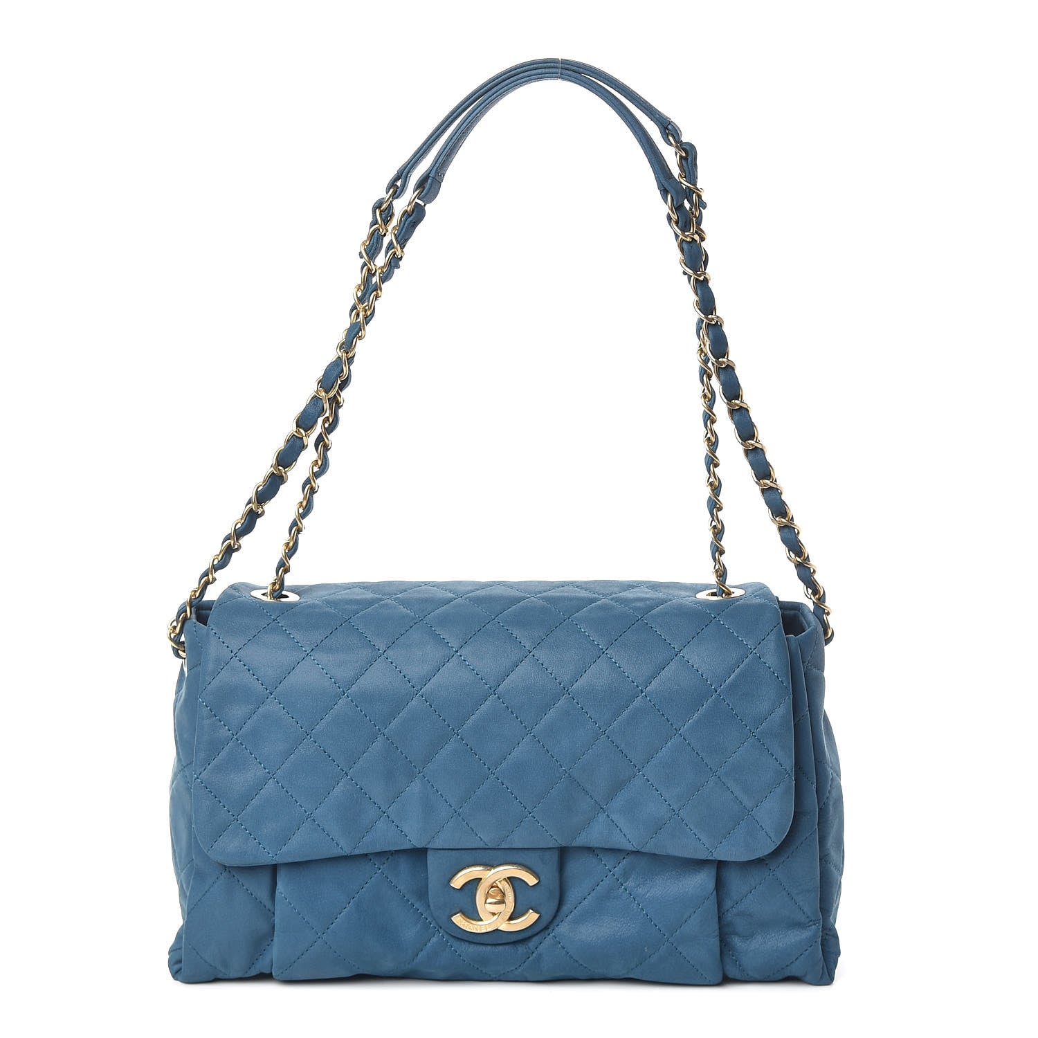 Chanel Iridescent Calfskin Large Chic Quilt Flap Dark Blue 3 of 12
