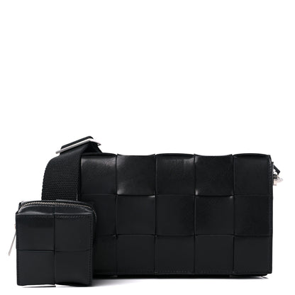 Bottega Veneta Calfskin Maxi Intreccio Cassette With Strap Bag Black 3 of 9