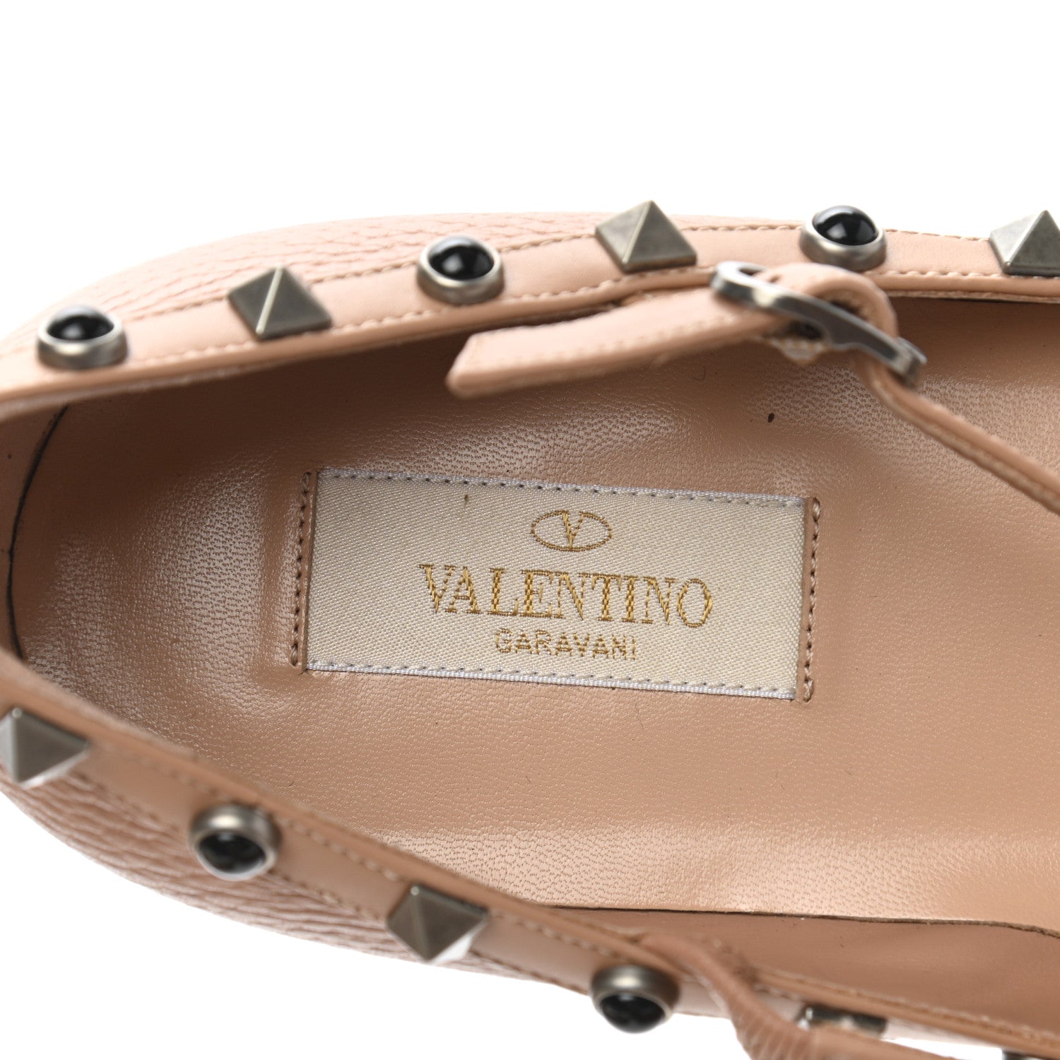 Valentino Garavani Pebbled Calfskin Onyx Rockstud Rolling Cage Ballerina Flats 41 Soft Noisette 7 of 9