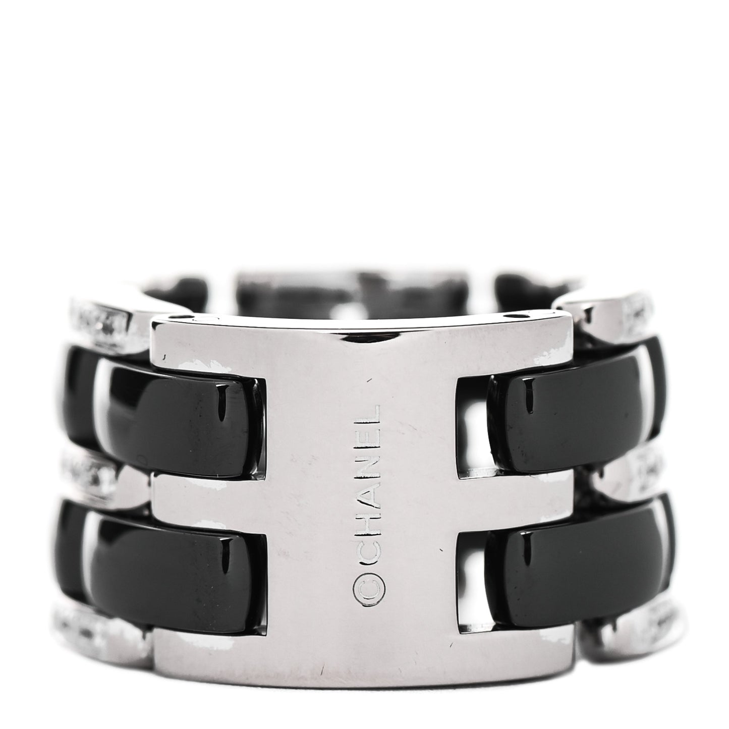 18K White Gold Black Ceramic Diamond Large Ultra Ring 54 7