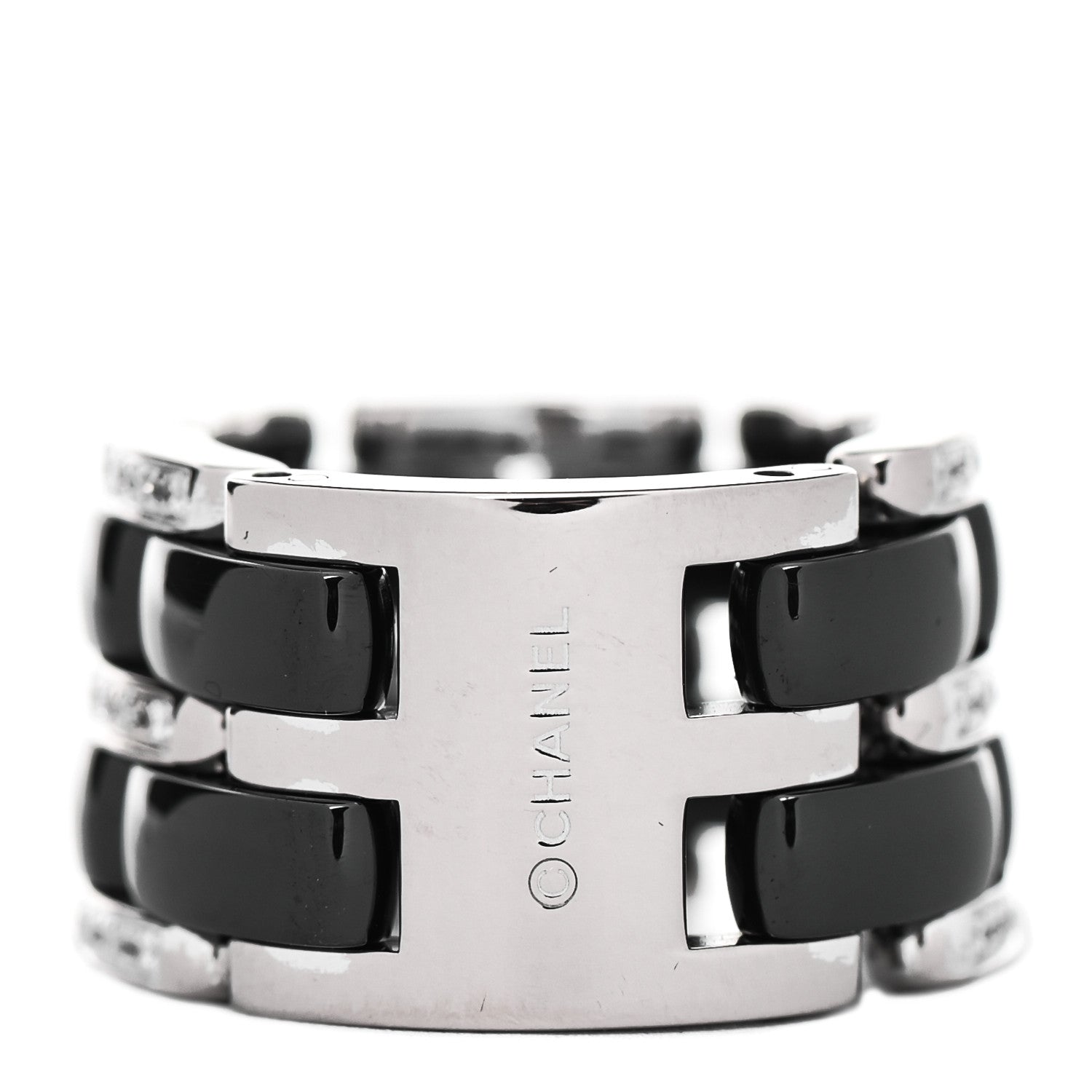 Chanel 18K White Gold Black Ceramic Diamond Large Ultra Ring 54 7 3 of 5