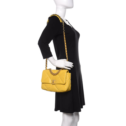 Chanel Lambskin Quilted Medium Chanel 19 Flap Yellow 2 of 12