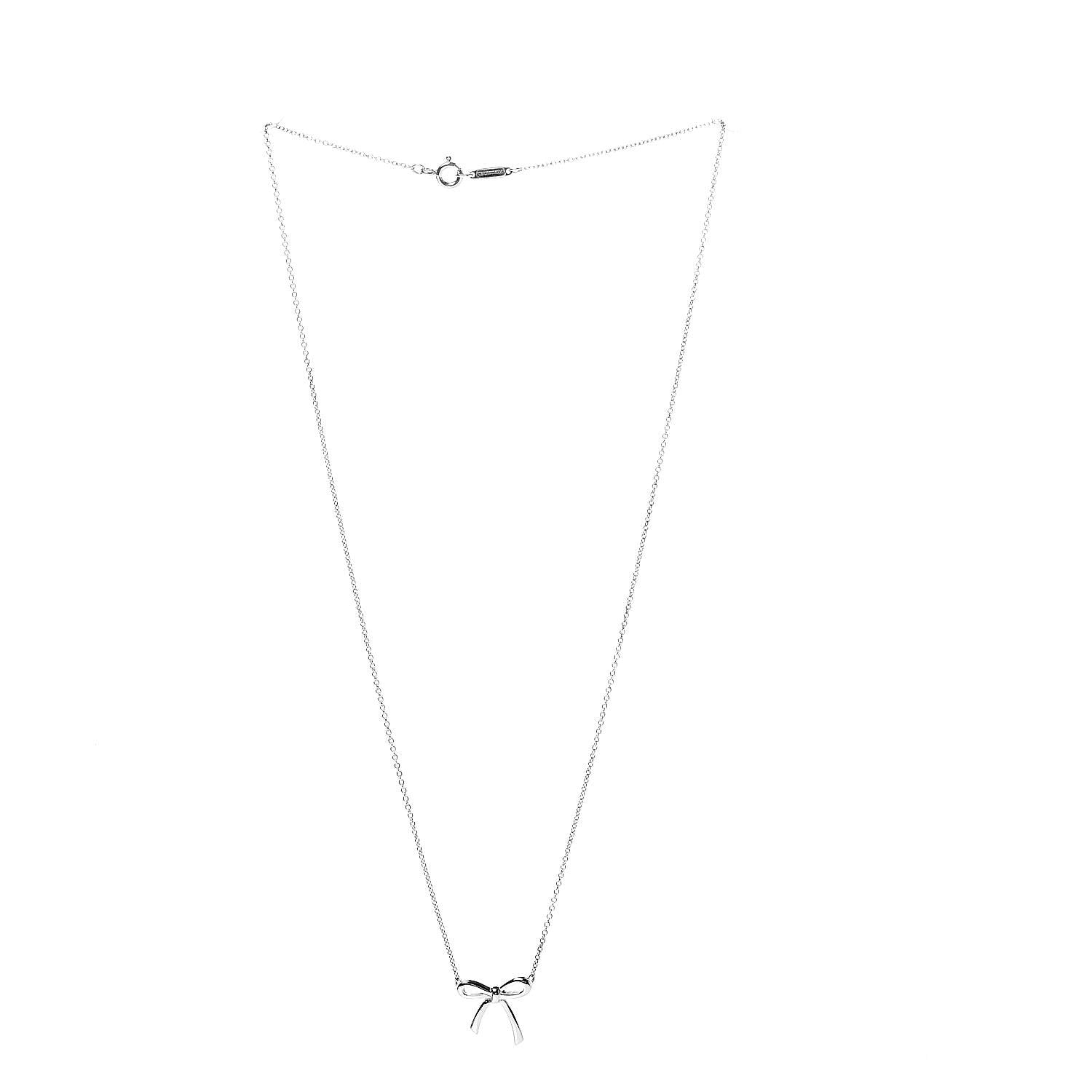 Tiffany Sterling Silver Small Bow Pendant Necklace 3 of 6