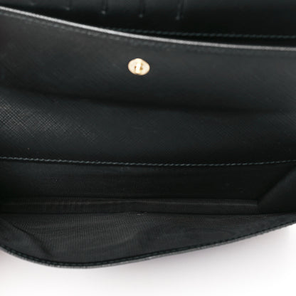 Salvatore Ferragamo Hammered Calfskin Vara Wallet On Chain Black 4 of 10