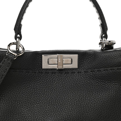 Fendi Cuoio Romano Selleria Bi-Color Medium Peekaboo Iconic Satchel Black Mou 9 of 9