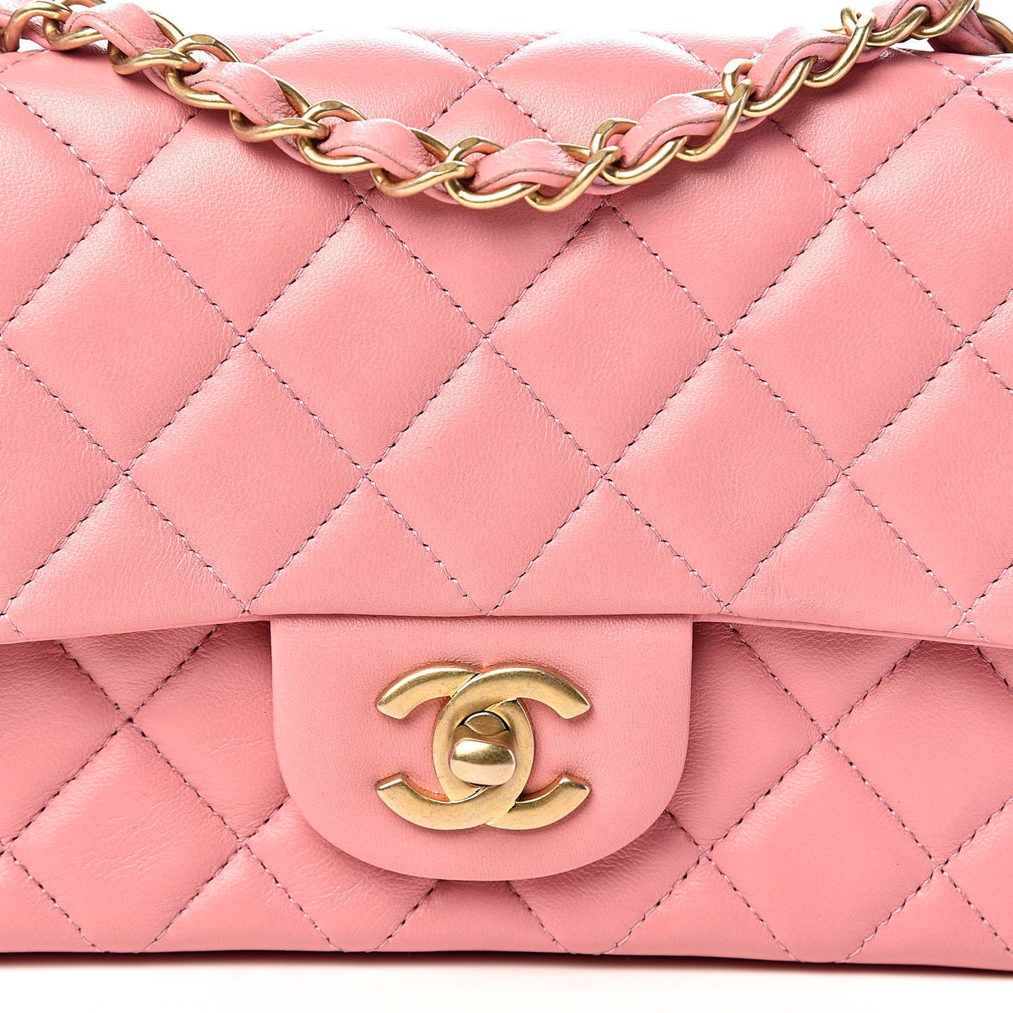 Lambskin Quilted Mini Rectangular Flap Pink