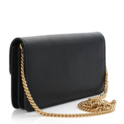 Valentino Garavani Grainy Calfskin Vlogo Wallet With Chain Black 3 of 9