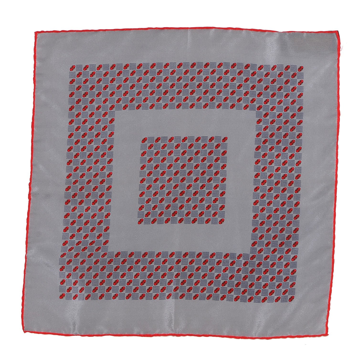 Gucci Silk GG Print Pocket Square Handkerchief Square Scarf Grey 1 of 3