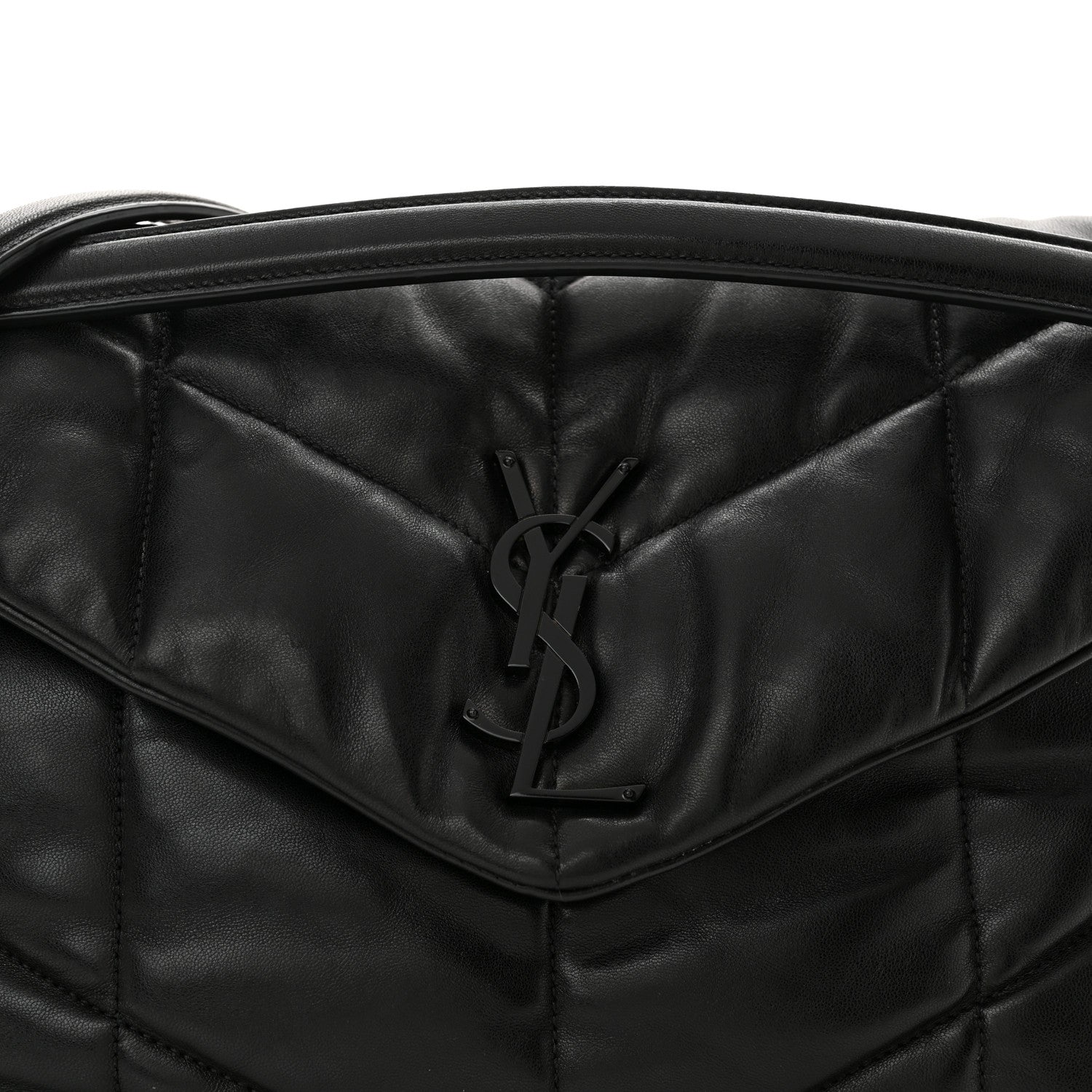 Saint Laurent Lambskin Quilted Monogram Monochrome Medium Loulou Puffer Chain Satchel Black 8 of 11