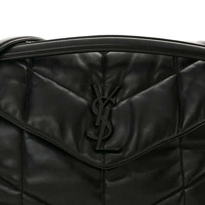 Saint Laurent Lambskin Quilted Monogram Monochrome Medium Loulou Puffer Chain Satchel Black 8 of 11