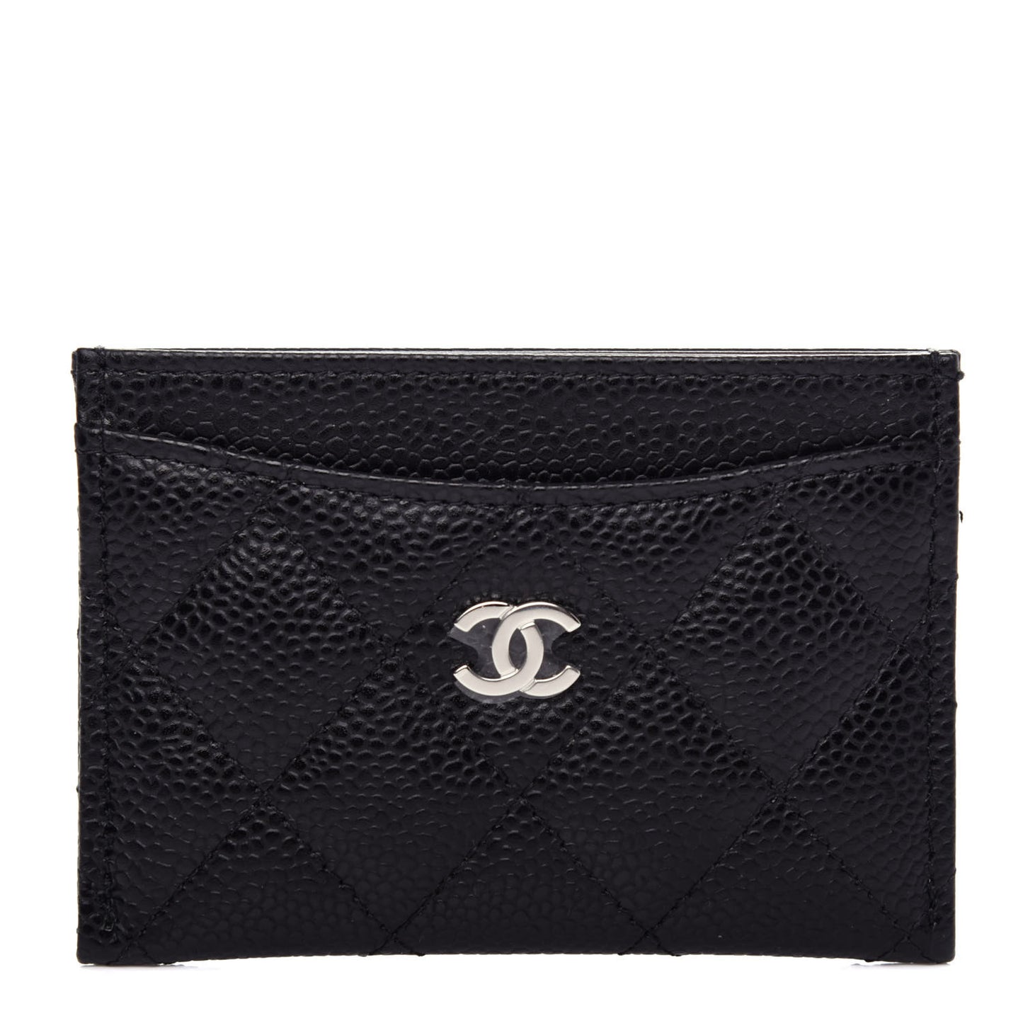 Caviar Quilted Card Holder Black