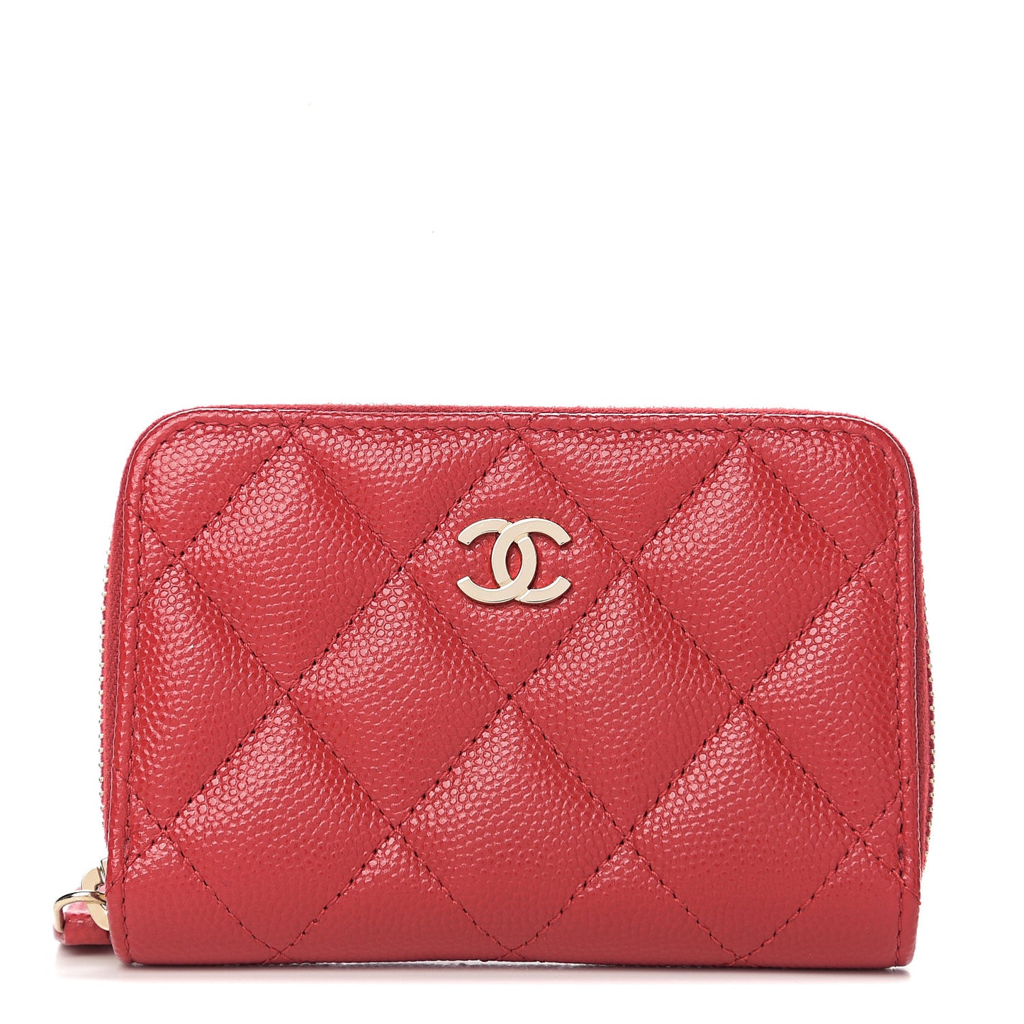 Caviar Quilted Zip Coin Purse Red