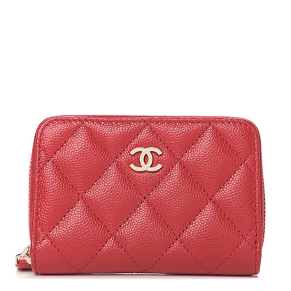 Chanel Caviar Quilted Zip Coin Purse Red 1 of 7