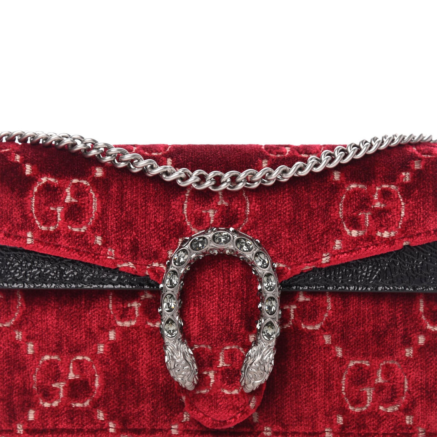 Velvet GG Monogram Super Mini Dionysus Shoulder Bag Red Cipria Black