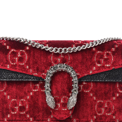 Gucci Velvet GG Monogram Super Mini Dionysus Shoulder Bag Red Cipria Black 9 of 10