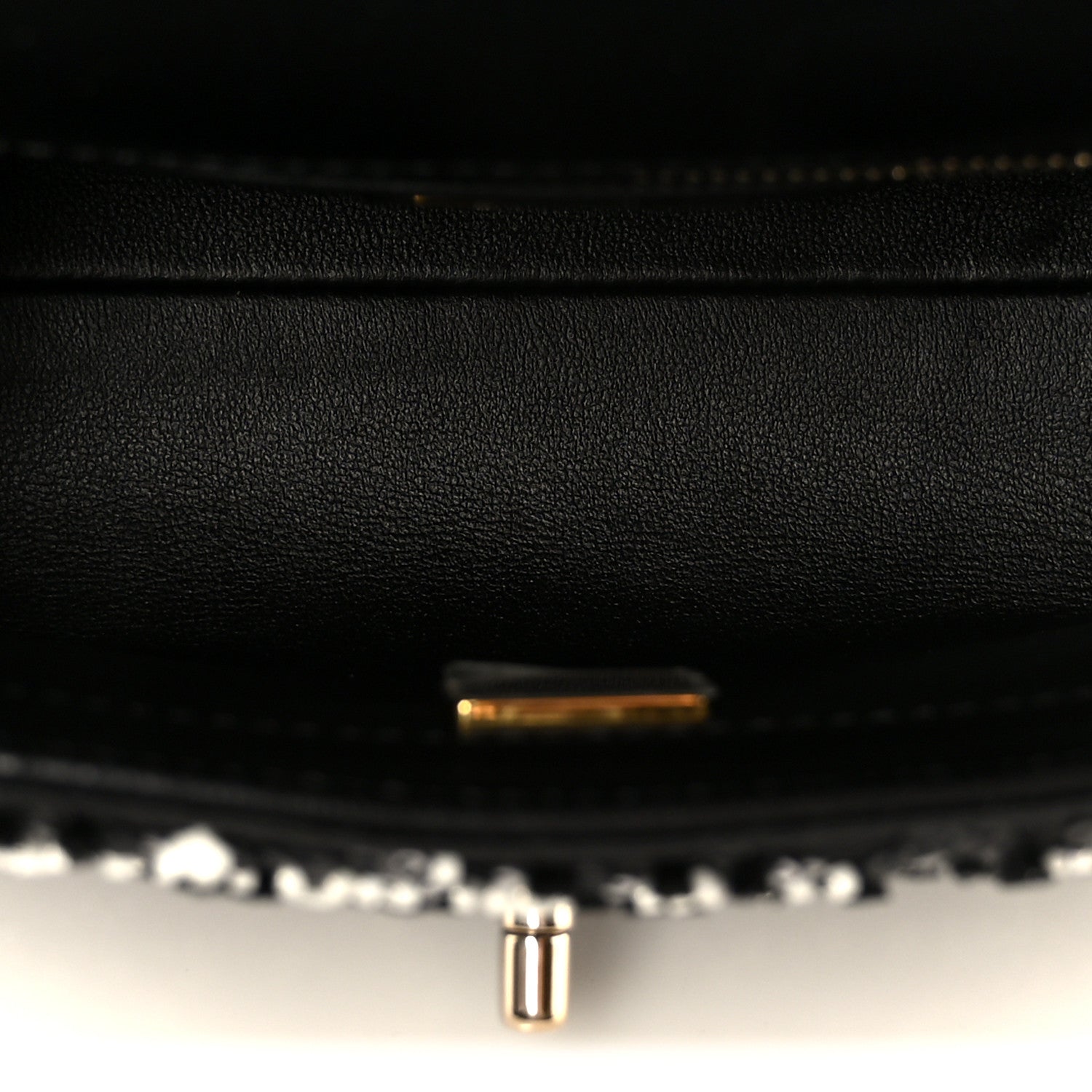 Chanel Lambskin Sequin Beaded Extra Mini Coco Handle Flap Black White 5 of 12