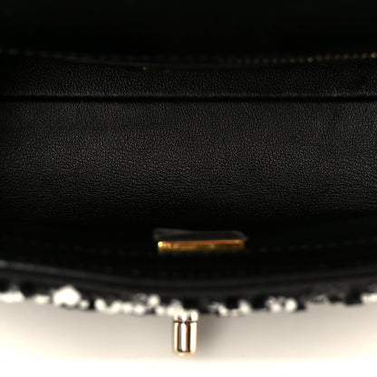 Chanel Lambskin Sequin Beaded Extra Mini Coco Handle Flap Black White 5 of 12