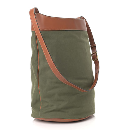 Celine Canvas Smooth Calfskin Medium Bucket Bag Khaki Tan 3 of 9