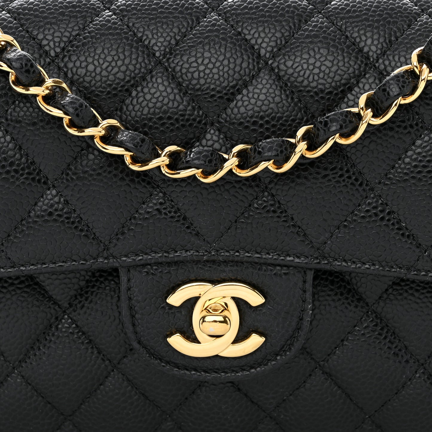 Caviar Quilted Small Double Flap Black