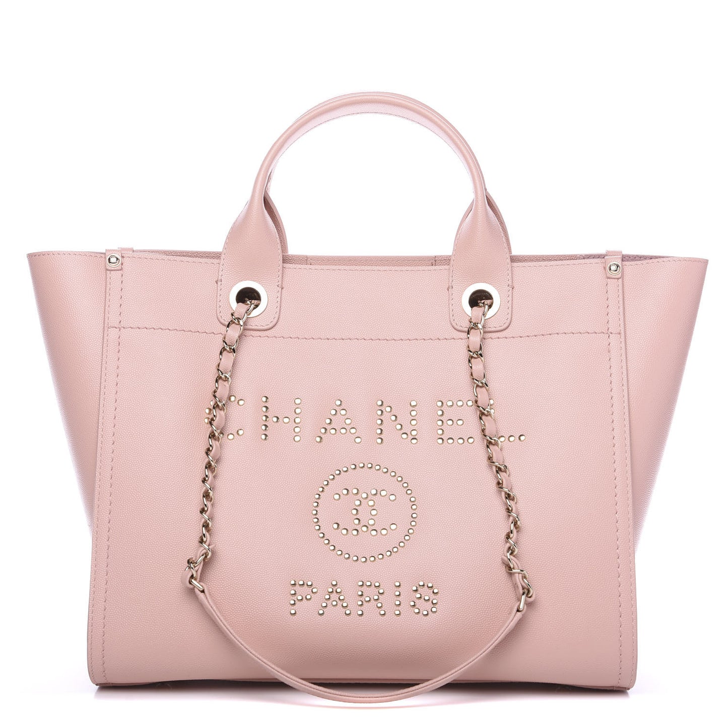 Caviar Small Studded Deauville Tote Light Pink