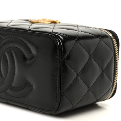 Chanel Shiny Lambskin Quilted CC Links Small Vanity Case With Chain Black 11 of 11