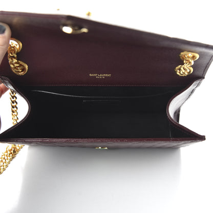 Saint Laurent Grain De Poudre Textured Mixed Matelasse Medium Triquilt Monogram Satchel Rouge Legion 5 of 9