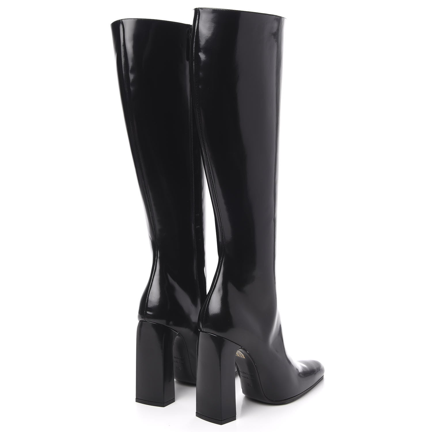 Balenciaga Patent Knee High Calfskin 110mm Boots 38 Black 4 of 8