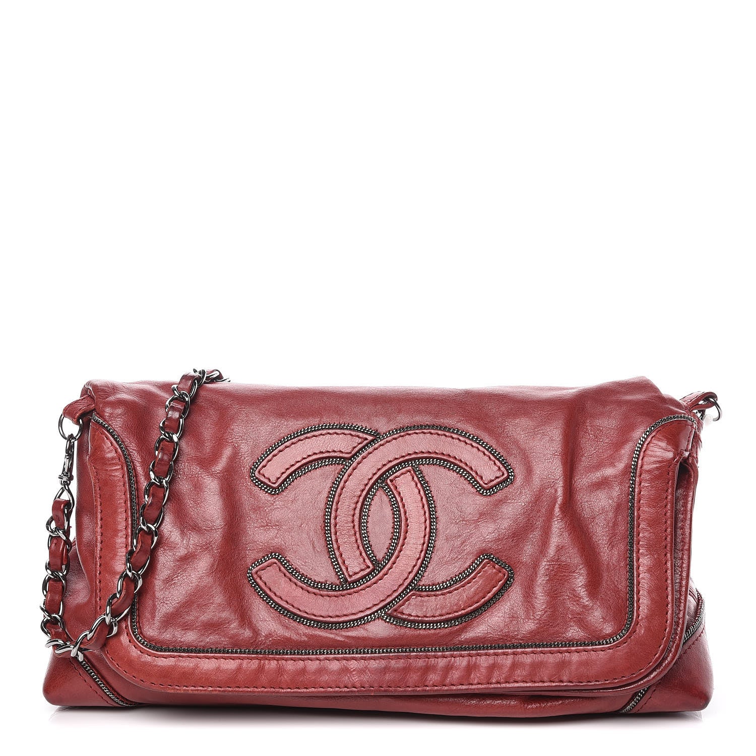 Chanel Lambskin CC Chain Shoulder Bag Red 1 of 15