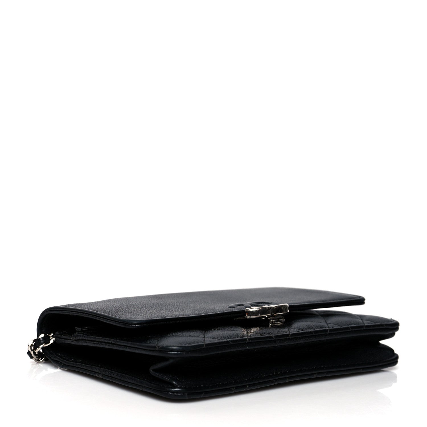 Chanel Grained Calfskin Quilted CC Box Wallet On Chain WOC Black 4 of 12