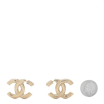 Chanel Metal Large CC Earrings Light Gold 2 of 4