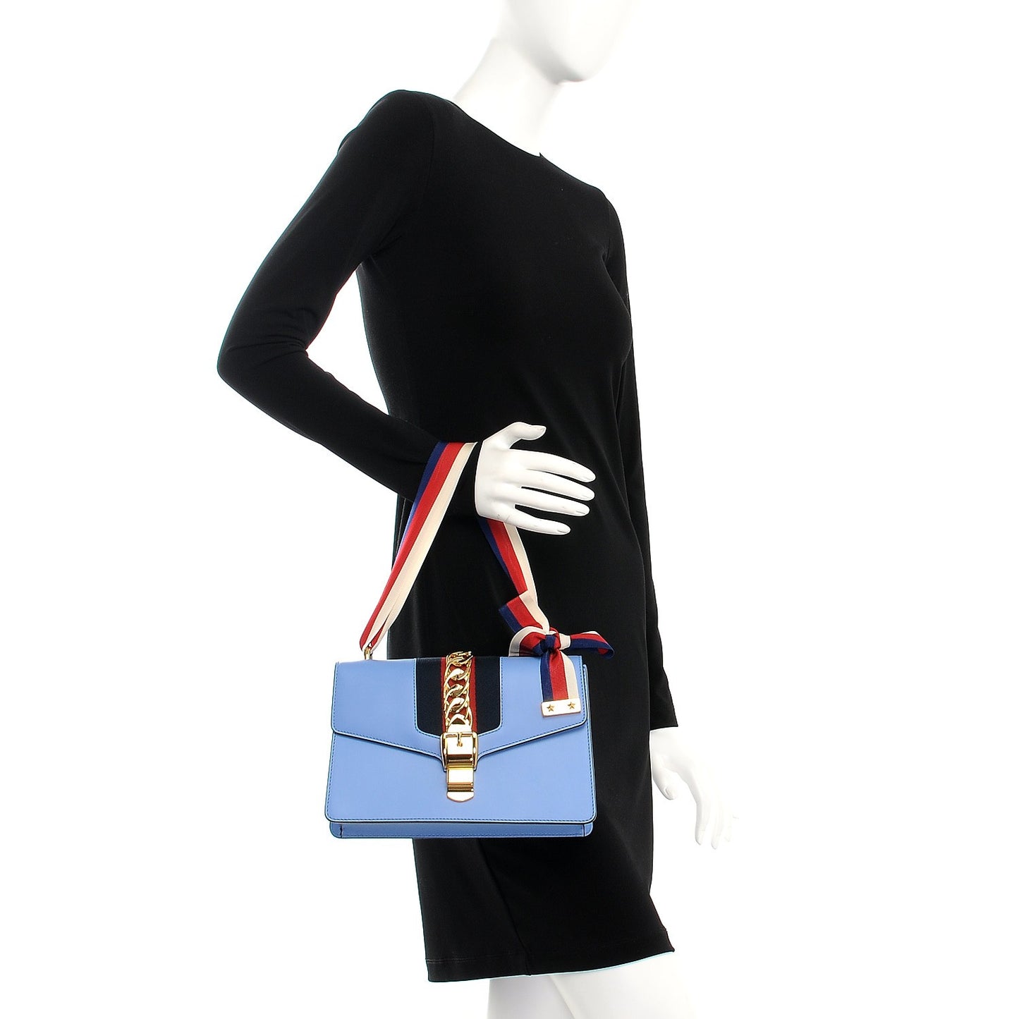 Calfskin Small Sylvie Shoulder Bag Clear Sky Blue