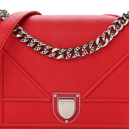 Christian Dior Grained Calfskin Medium Diorama Flap Bag Red 9 of 11