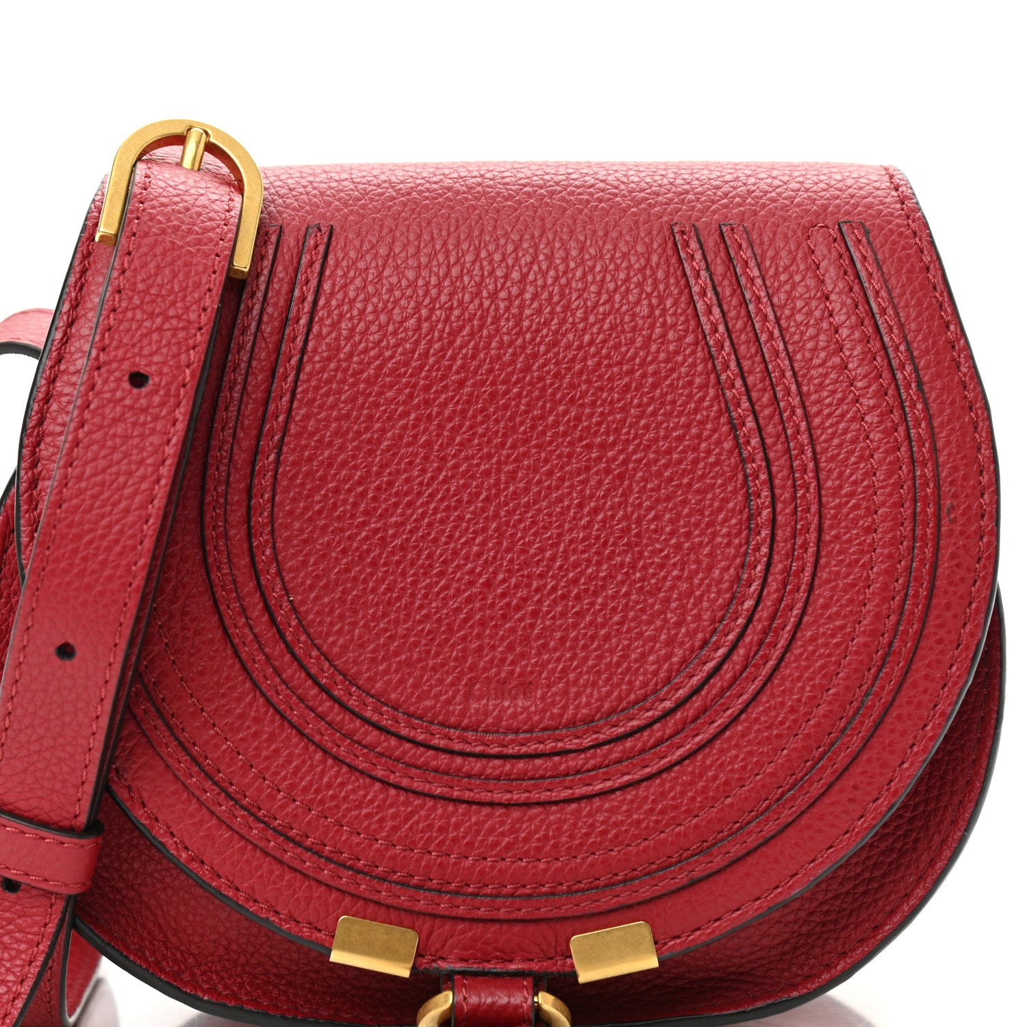 Chloe Calfskin Mini Marcie Round Crossbody Bag Red 7 of 8