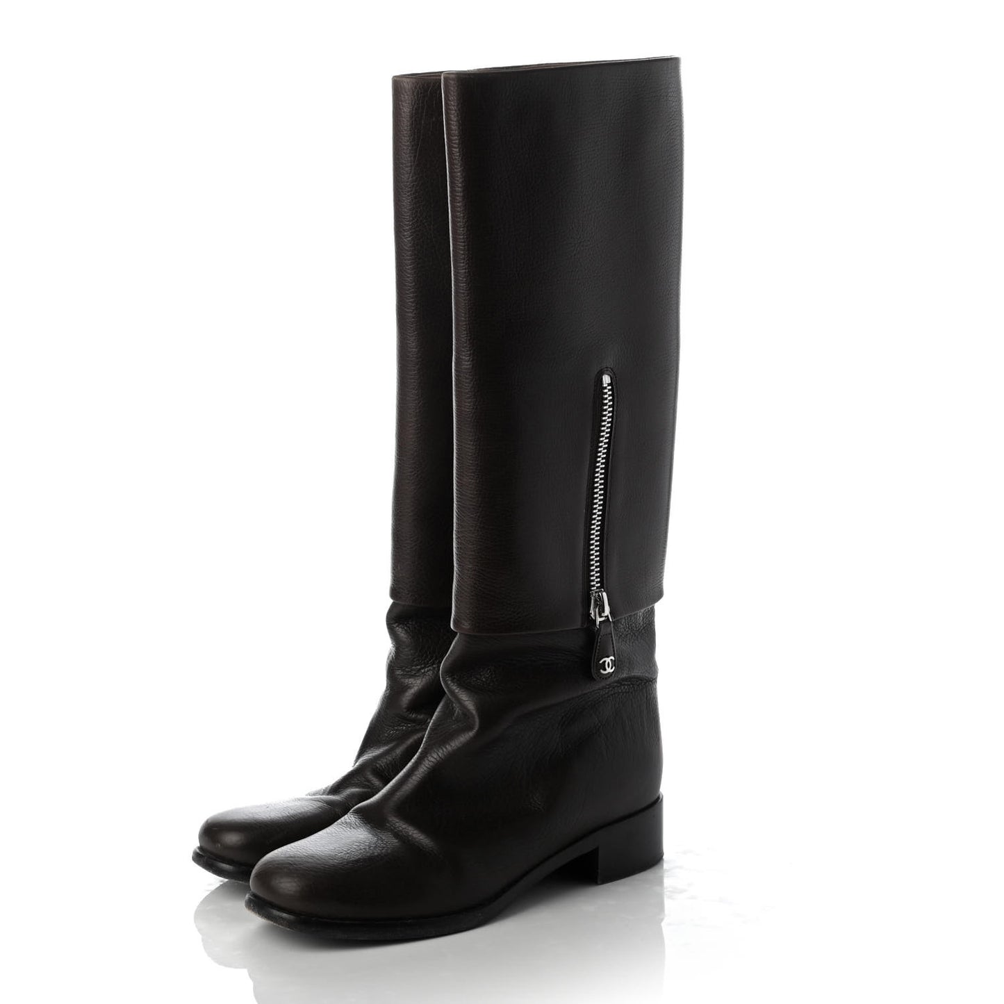 Calfskin Knee High Boots 39 Brown