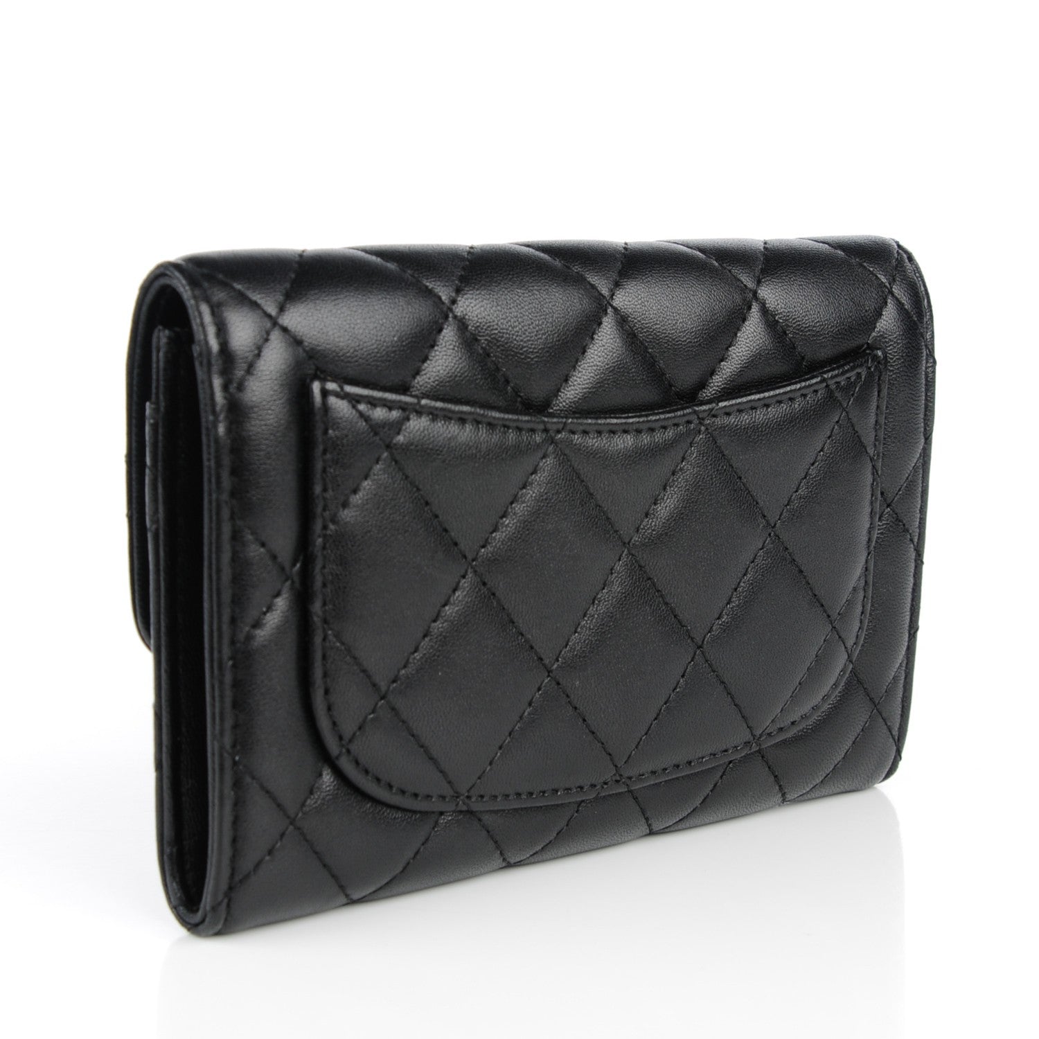 Chanel Lambskin Quilted Small Flap Wallet Black 3 of 8