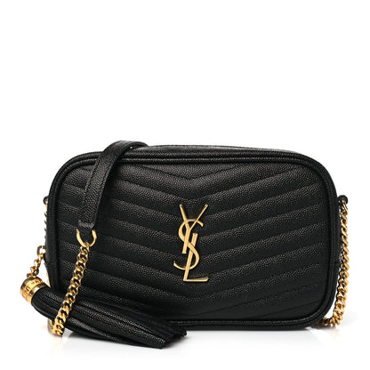 Saint Laurent Grain De Poudre Matelasse Monogram Mini Lou Camera Bag Black 1 of 10
