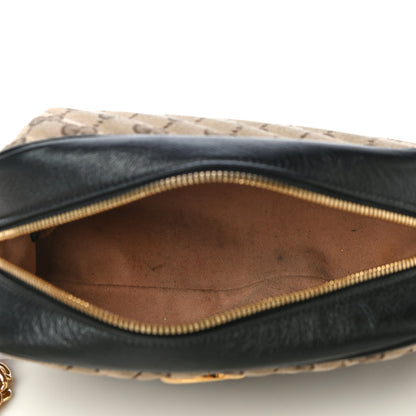 Gucci Monogram Matelasse Diagonal Small GG Marmont Chain Shoulder Bag Beige Black 5 of 16