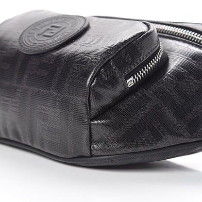 Fendi Glazed Fabric Vitello Century FF 1974 Stamp Patch Pocket Belt Bag Black 11 of 11