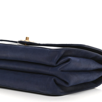 Chanel Iridescent Calfskin Quilted Straight Lined Flap Navy 6 of 11