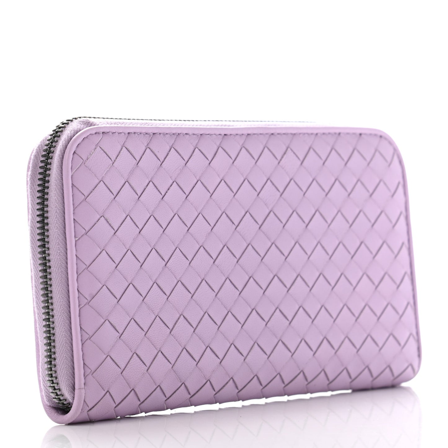 Nappa Intrecciato Zip Around Wallet Lilac