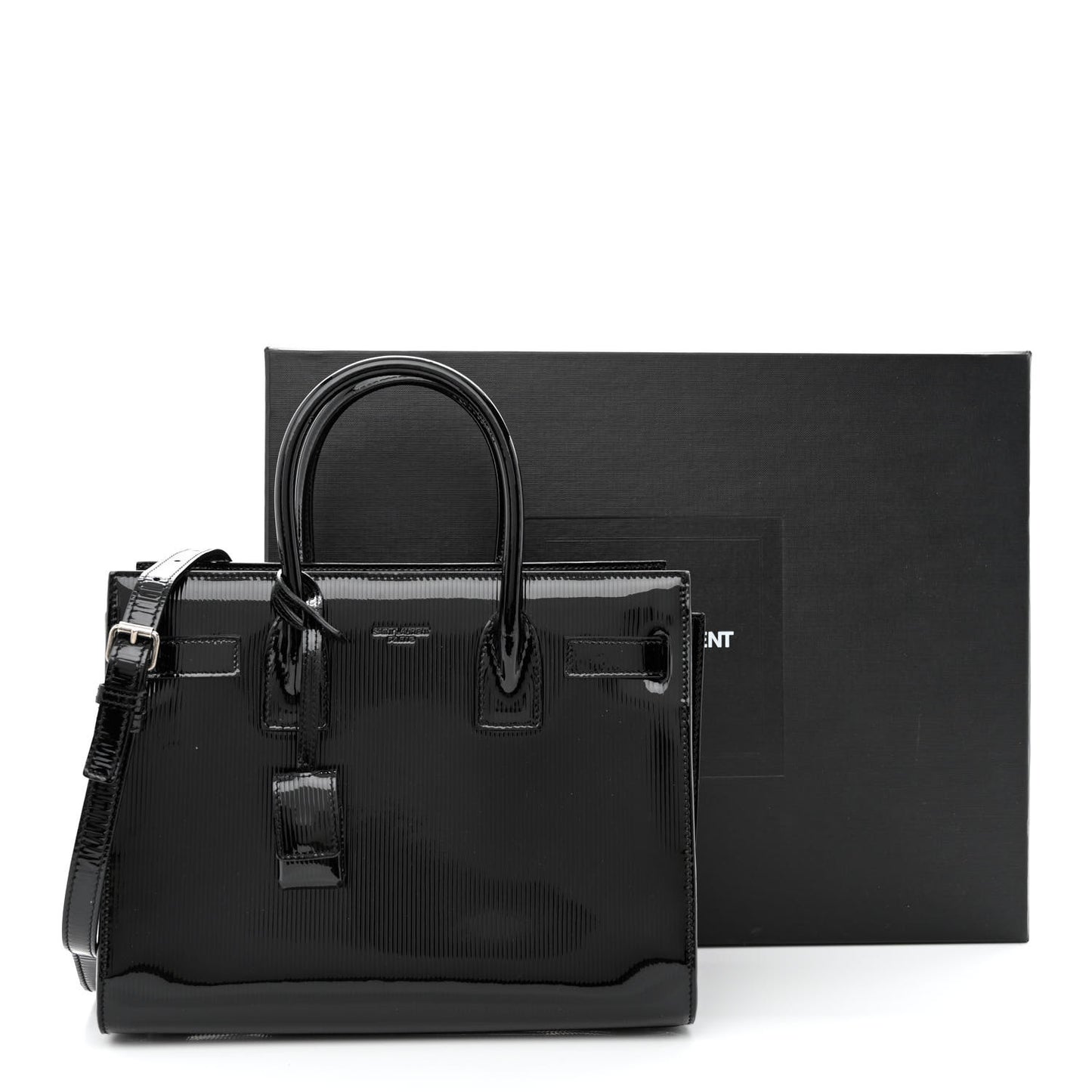 Ribbed Patent Calfskin Baby Sac De Jour Black