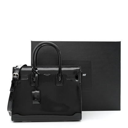 Saint Laurent Ribbed Patent Calfskin Baby Sac De Jour Black 13 of 13