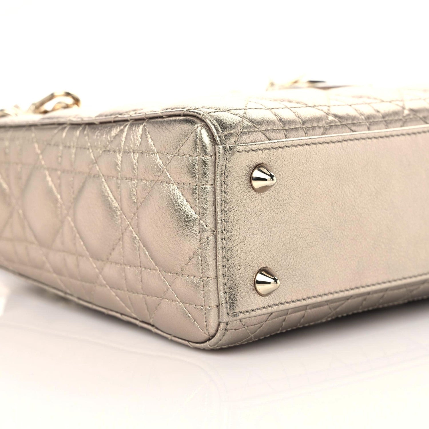Christian Dior Metallic Calfskin Cannage Small My ABCDior Lady Dior Gold 6 of 8