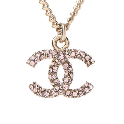 Chanel Crystal CC Necklace Pink Gold 3 of 4