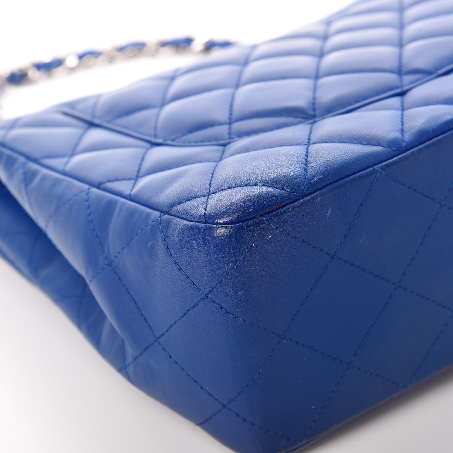Lambskin Quilted Jumbo Single Flap Blue