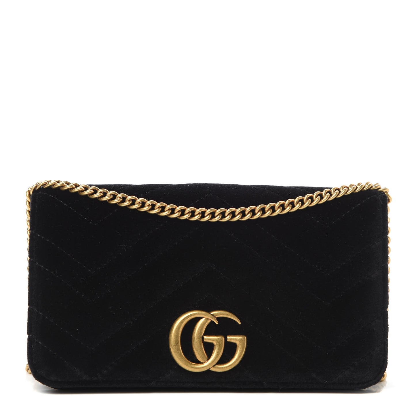 Velvet Matelasse GG Marmont Mini Bag Black