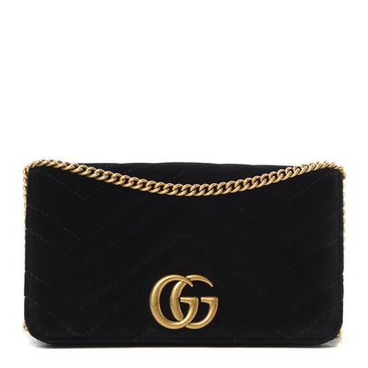 Gucci Velvet Matelasse GG Marmont Mini Bag Black 1 of 10