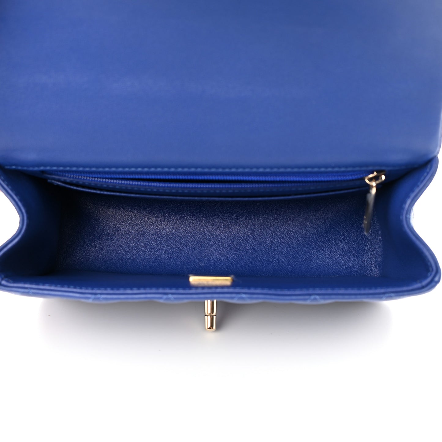Lambskin Quilted Mini Top Handle Rectangular Flap Blue