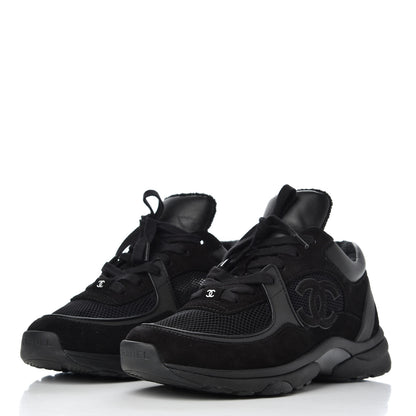 Chanel Fabric Calfskin Suede CC Sneakers 37.5 Black 3 of 16