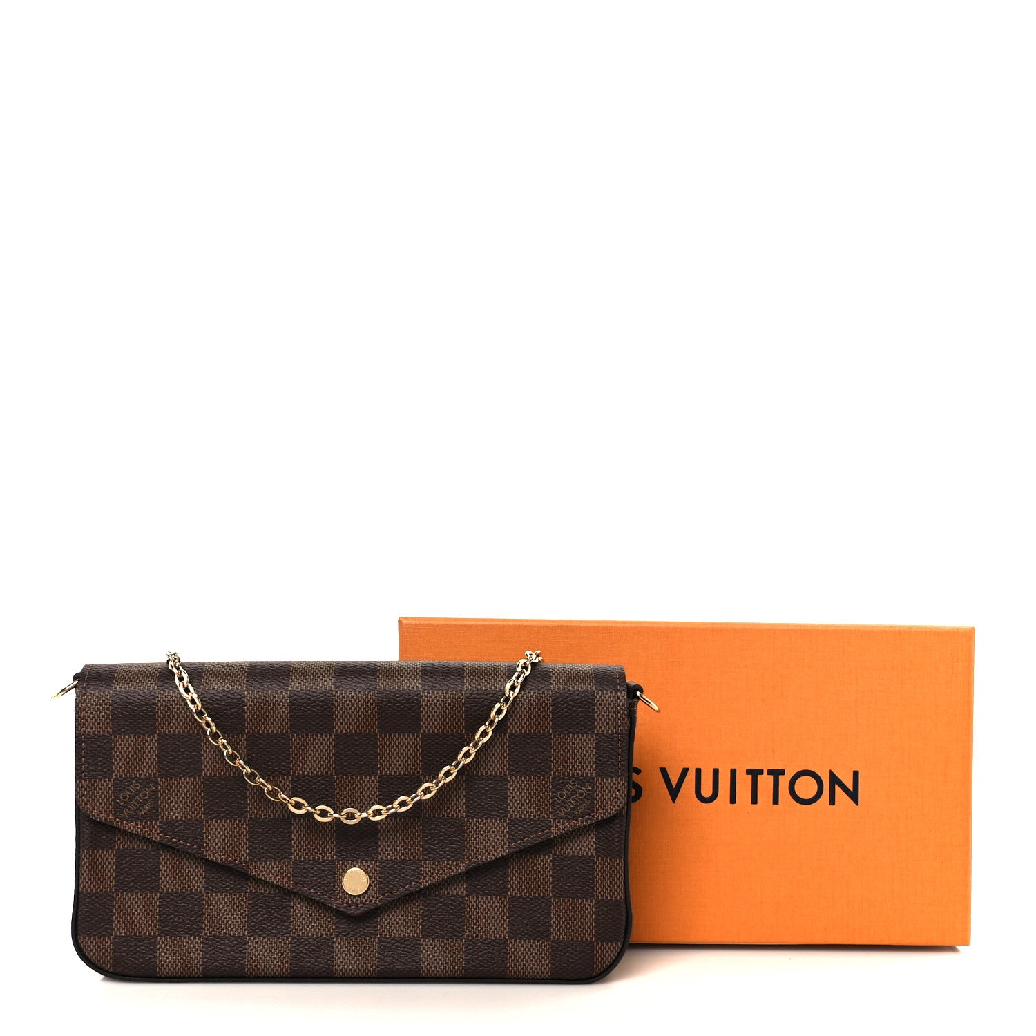 Louis Vuitton Damier Ebene Pochette Felicie Chain Wallet 15 of 15